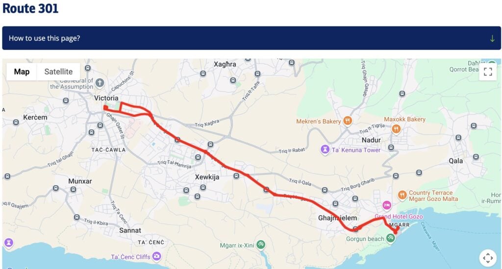 Bus 301 Route to Victoria